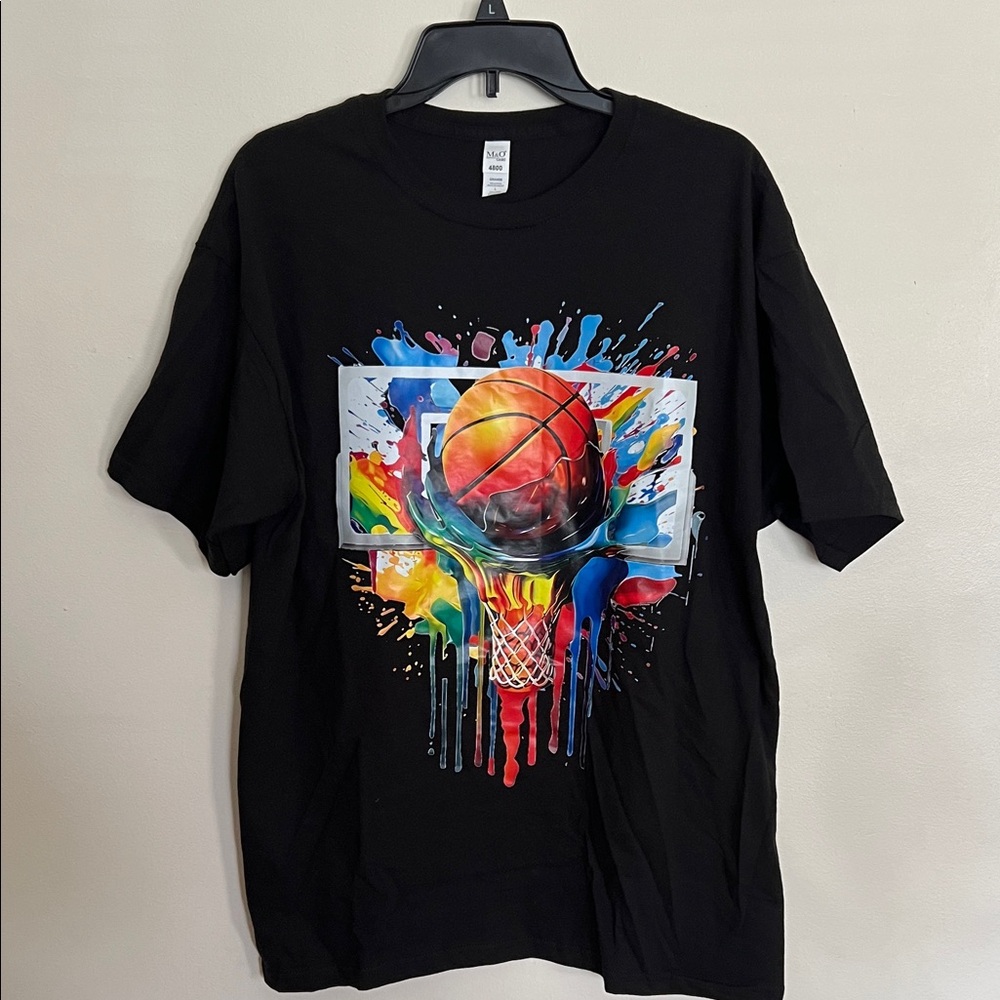 M & O Gold Colorful Basketball Graphic T-Shirt